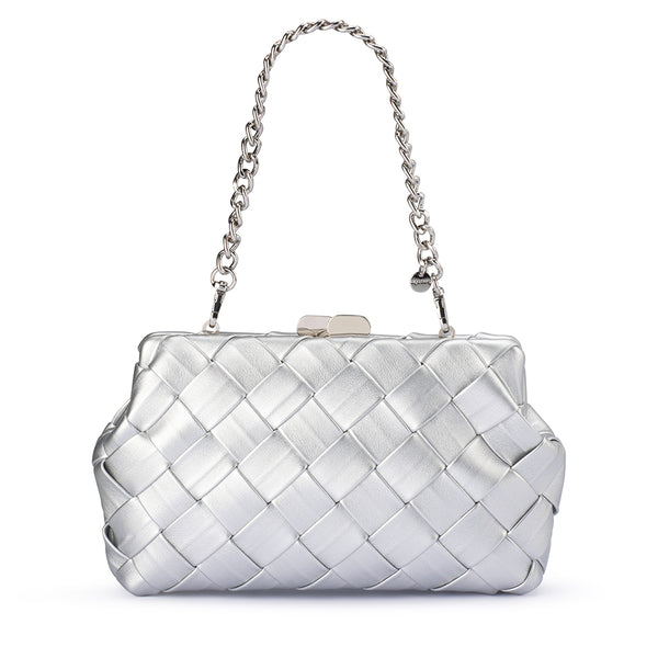 Olga Berg - Silver QUINN Woven Clutch - OB2122