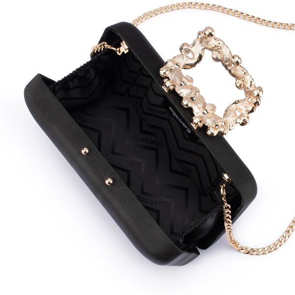 Olga Berg - BLACK MARGALIT Crystal Lock Clutch - OB2157