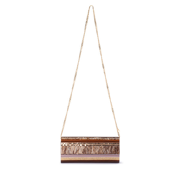 Olga Berg - CHOCOLATE CLARA Acrylic Clutch - OB2170