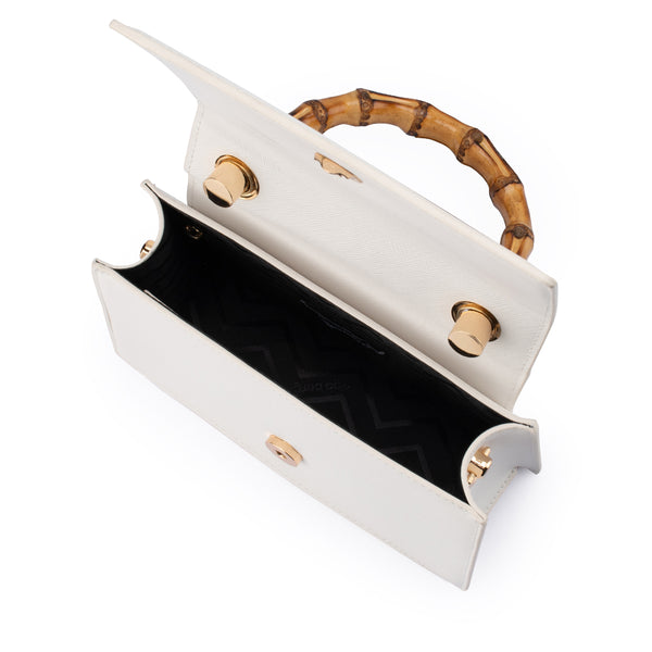 Olga Berg - WHITE HARLEY Bamboo Handle Bag - OB6493