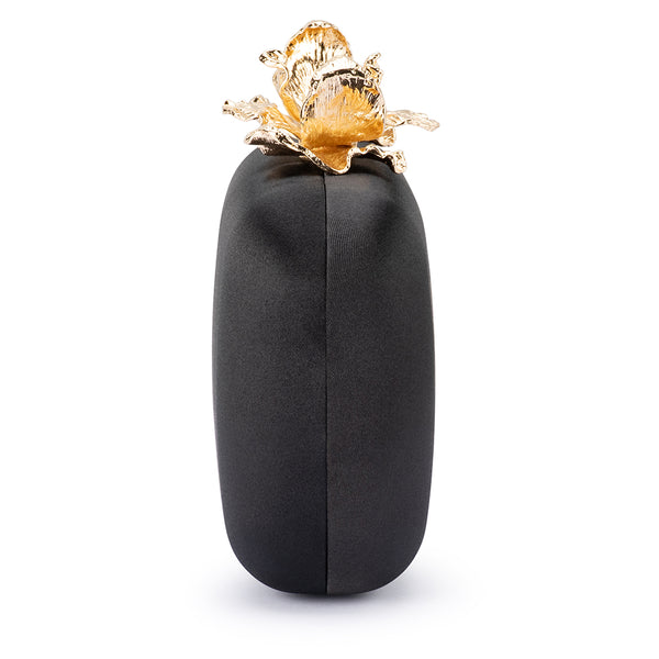 Olga Berg - BLACK ADELE Orchid Lock Clutch - OB6505