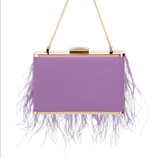 Olga Berg - Lilac ESTELLE Feather Clutch OB4773
