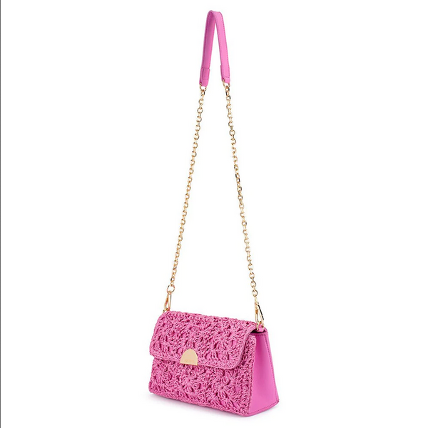 Olga Berg - Pink MILLIE Crochetted Shoulder Bag OB6476