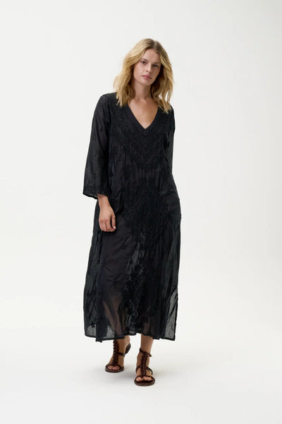 Oneseason - Long Goa Embroidery - Cotton - Black