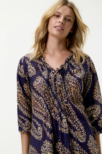 Oneseason - Middy Poppy - Cotton - Provence Navy Paisley