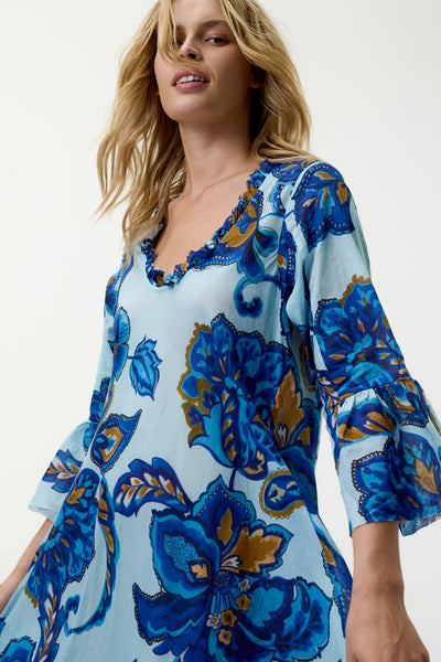 Oneseason - Valentina - Cotton - Lemnos Blue Flower