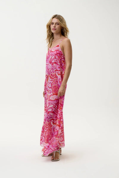 Oneseason - Antoinette Slip Dress - Viscose - Merida Pink Swirl