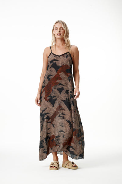 Oneseason - Antoinette Slip Dress - Viscose - Palm Safari
