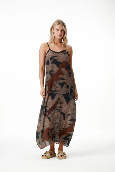 Oneseason - Antoinette Slip Dress - Viscose - Palm Safari