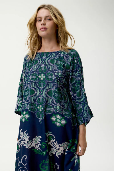 Oneseason - Jackie Print Isola - Sushi Voile - Navy/Green
