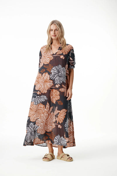 Oneseason - Long Grace Desert Poppy - Cotton - Black/Tan