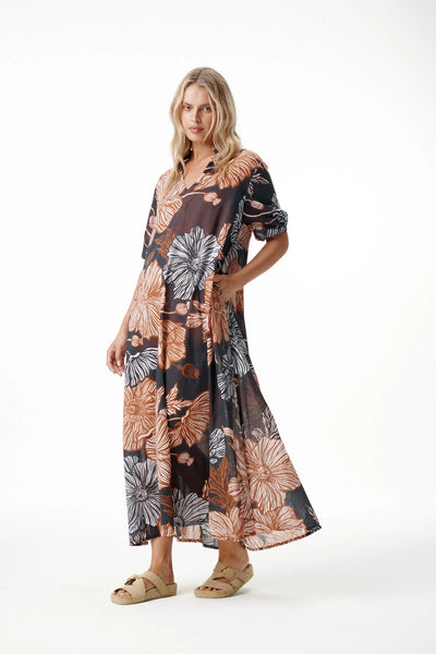 Oneseason - Long Grace Desert Poppy - Cotton - Black/Tan