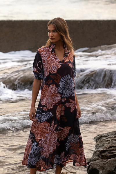 Oneseason - Long Grace Desert Poppy - Cotton - Black/Tan