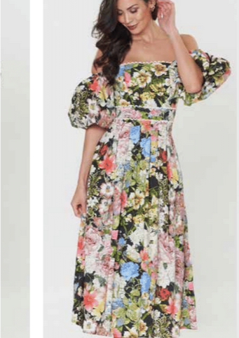 Honey & Beau - Romantic Flower Maxi Dress - Print