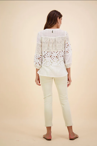 Rubyyaya - Lace Patch Shirt - White