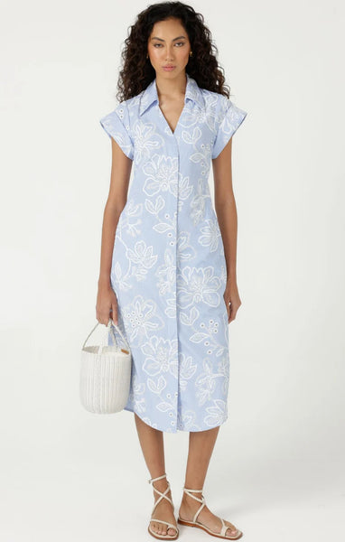 Sacha Drake - Aliki Shirtmaker Dress - Blue Stripe Floral