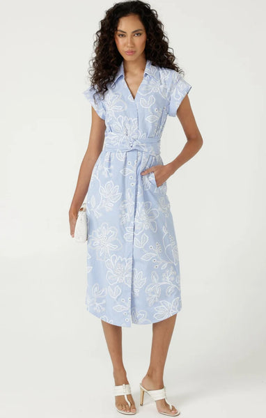 Sacha Drake - Aliki Shirtmaker Dress - Blue Stripe Floral