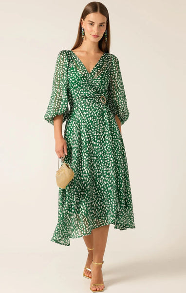 Sacha Drake - Cloudland Wrap Dress - Green White Spot