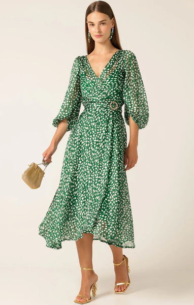 Sacha Drake - Cloudland Wrap Dress - Green White Spot