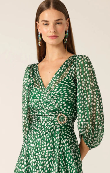 Sacha Drake - Cloudland Wrap Dress - Green White Spot