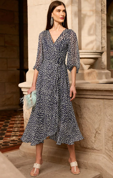 Sacha Drake - Cloudland Wrap Dress - Navy White Spot