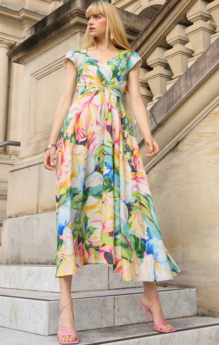 Sacha Drake - Dahlia Midi Dress - Watercolour Floral