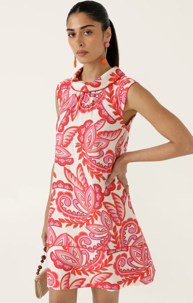 Sacha Drake - Danae Shift Dress - Pink Red Cream