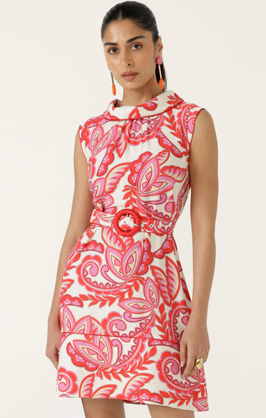 Sacha Drake - Danae Shift Dress - Pink Red Cream