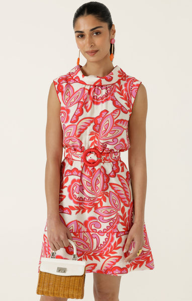 Sacha Drake - Danae Shift Dress - Pink Red Cream