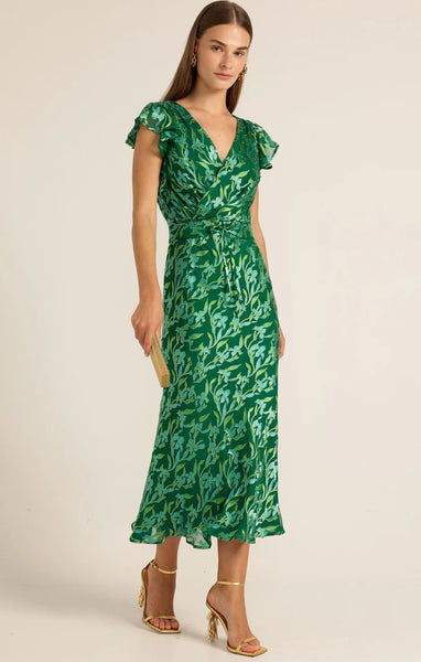 Sacha Drake - Fleur De Lys Midi Dress - Green Botanical