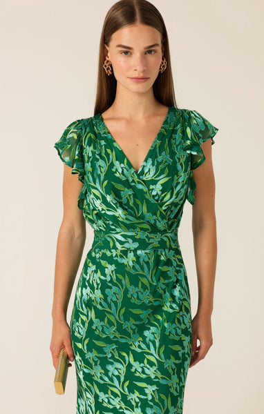 Sacha Drake - Fleur De Lys Midi Dress - Green Botanical