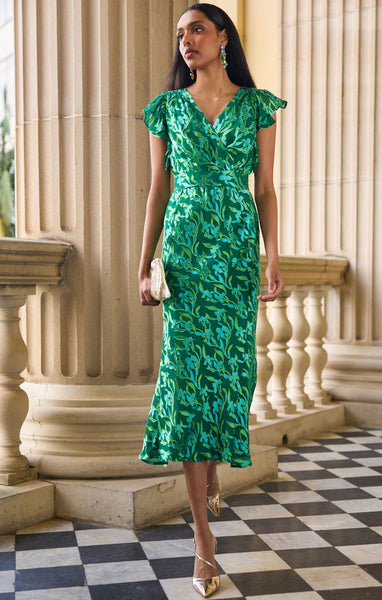 Sacha Drake - Fleur De Lys Midi Dress - Green Botanical