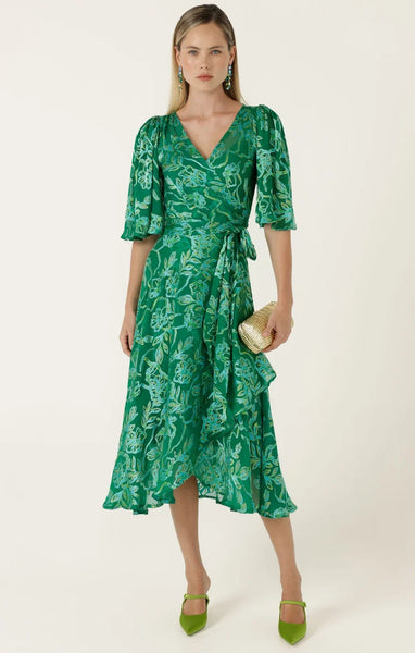 Sacha Drake - Garden Maze Wrap Dress - Green Aqua Floral