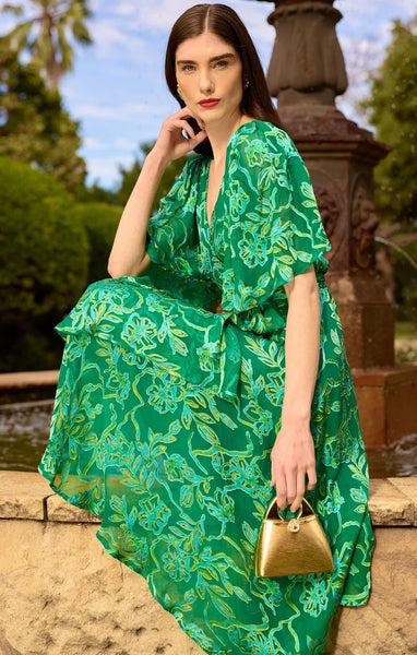 Sacha Drake - Garden Maze Wrap Dress - Green Aqua Floral