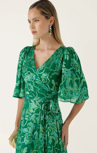 Sacha Drake - Garden Maze Wrap Dress - Green Aqua Floral