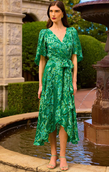 Sacha Drake - Garden Maze Wrap Dress - Green Aqua Floral
