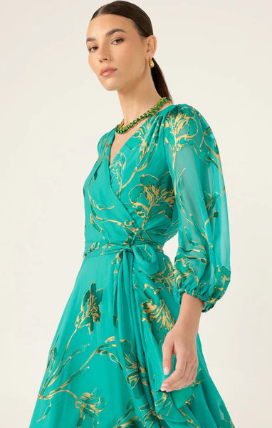 Sacha Drake - Lorelei Wrap Dress - Jade Gold Floral