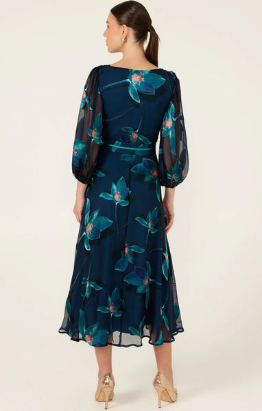 Sacha Drake - Pendulum Wrap Dress - Teal Coral Flower