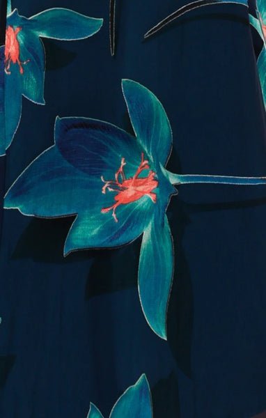 Sacha Drake - Pendulum Wrap Dress - Teal Coral Flower