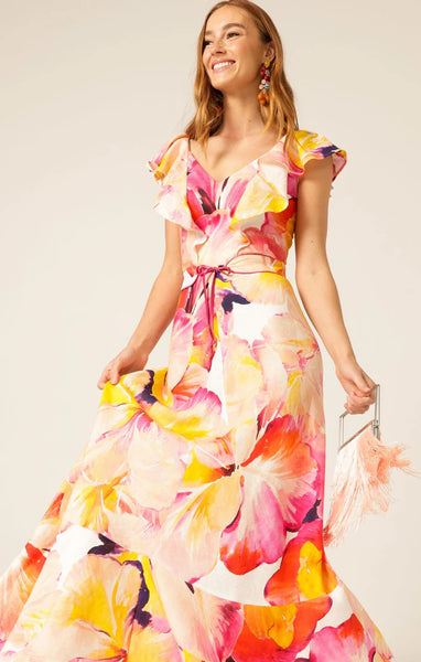 Sacha Drake - Summer Fiesta Maxi Dress - Pink Orange Hibiscus