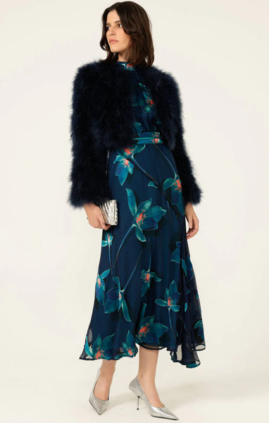 Sacha Drake - Topaz Testimony Midi Dress - Teal Coral Flower