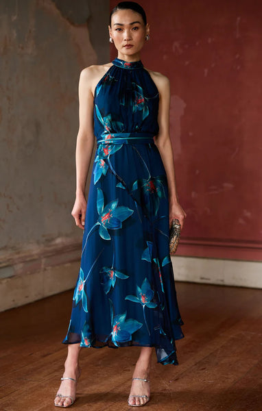 Sacha Drake - Topaz Testimony Midi Dress - Teal Coral Flower