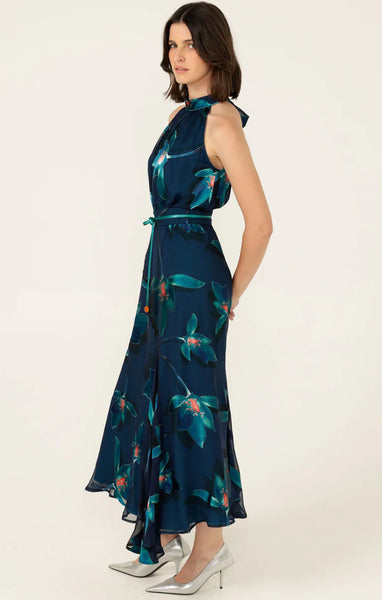 Sacha Drake - Topaz Testimony Midi Dress - Teal Coral Flower
