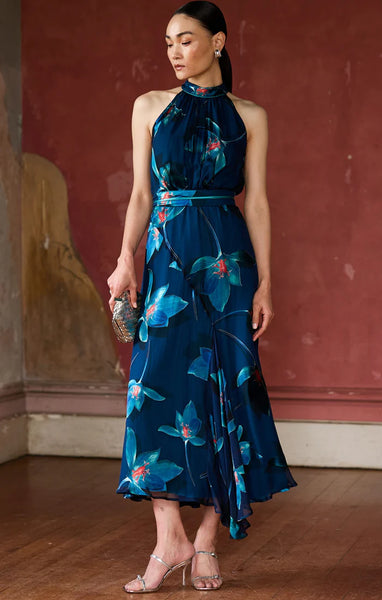 Sacha Drake - Topaz Testimony Midi Dress - Teal Coral Flower