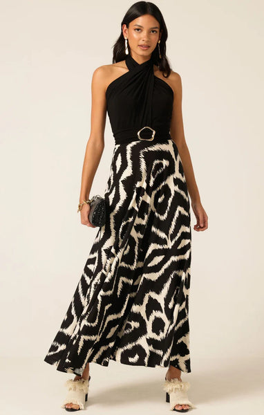 Sacha Drake - Villa Vita Maxi Dress - Black Cream Abstract