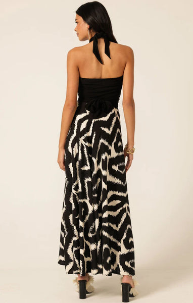 Sacha Drake - Villa Vita Maxi Dress - Black Cream Abstract