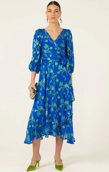 Sacha Drake - Water Lily Wrap Dress - Cobalt Jade Floral