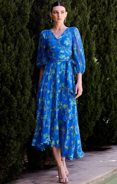 Sacha Drake - Water Lily Wrap Dress - Cobalt Jade Floral