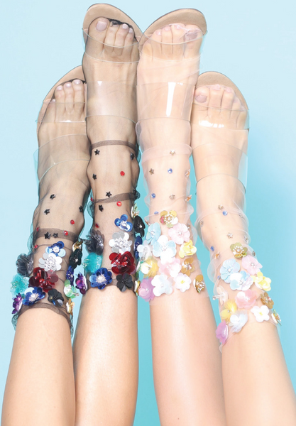 High Heel Jungle - Secret Garden Handmade Socks - White