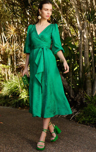 Sacha Drake - Chateau Wrap Dress - Emerald Jacquard